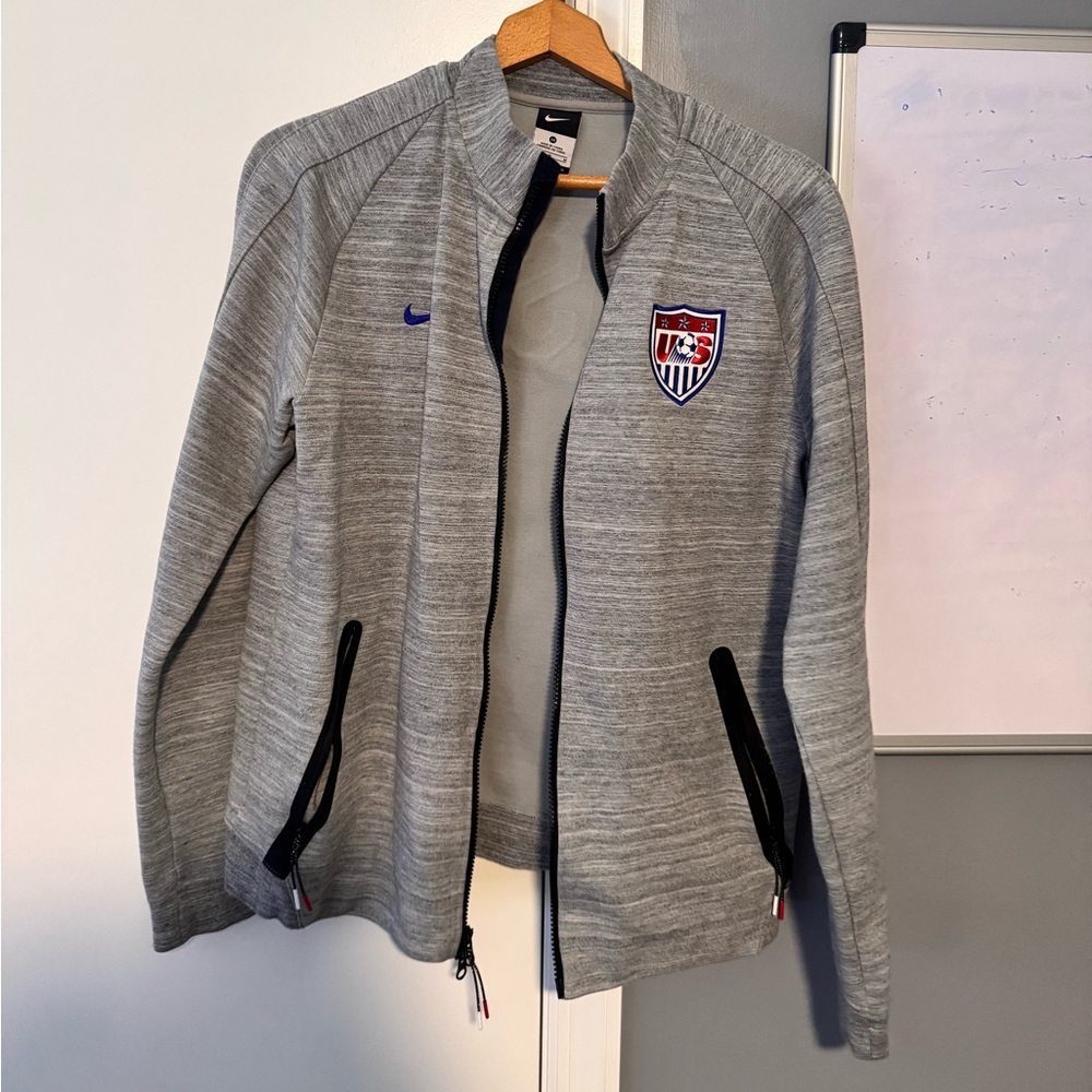 Nike Heather Gray Zip-Up Jacket USA soccer tech fleece